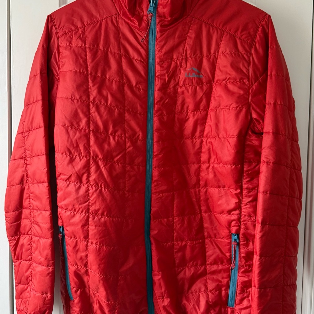 L.L. Bean Kids PrimaLoft Packaway Jacket Puffer Orange Red size L EUC
